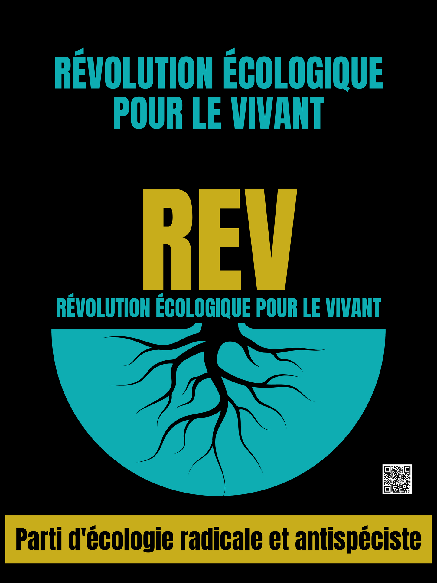 Affiche noire avec logo REV