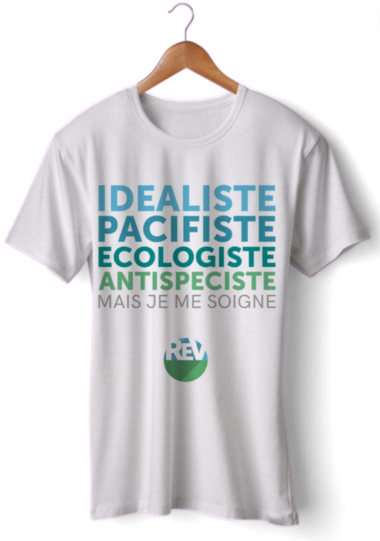T-shirt REV "idéaliste, pacifiste, écologiste, antispéciste"