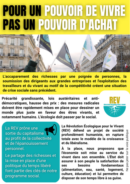 Tract de la REV pour un pouvoir de vivre, recto